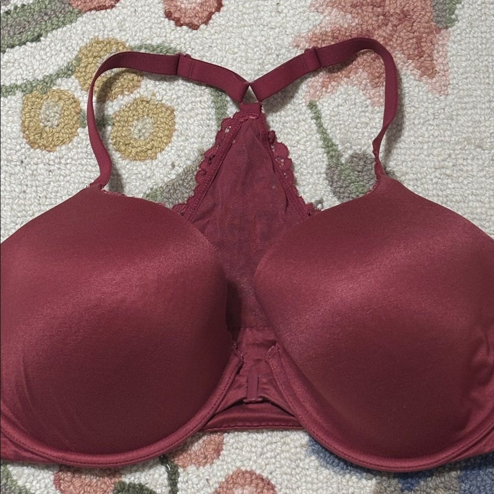 Victoria's Secret Body by Demi Deep Red Lace Racerback Bra, front hook, 38DD - Picture 2 of 6